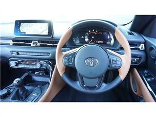 2023 TOYOTA SUPRA RZ 6-speed manual transmission, tan leather interior, one owner. photo 3